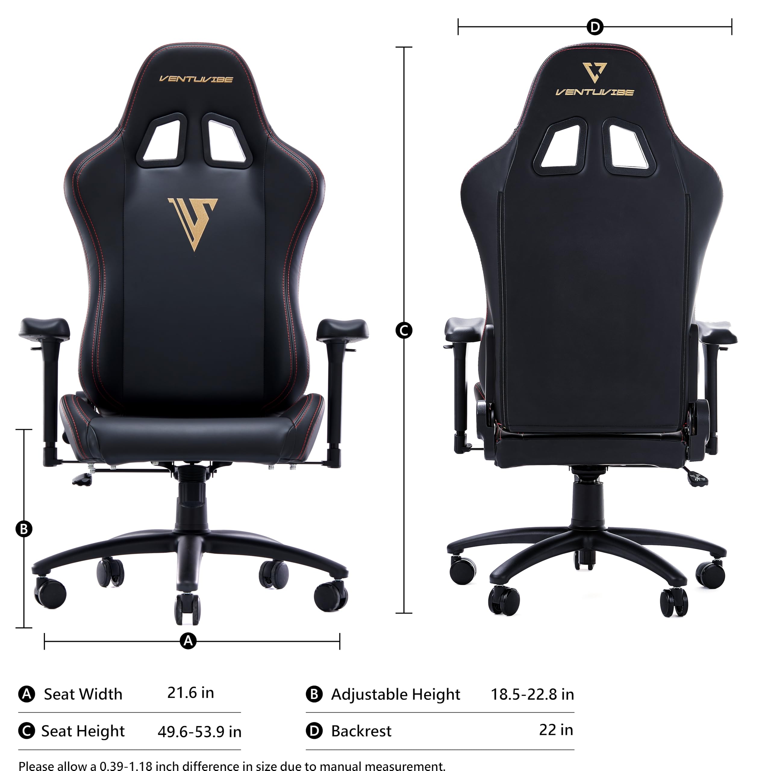 Silla de videojuegos, silla ergonómica negra para adultos, silla de jugador grande y alta con reposacabezas de espuma viscoelástica, reposabrazos ajustables 4D, respaldo alto reclinable de piel 2