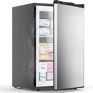 COWSAR 3.0 Cu Ft Compact Upright Freezer - Adjustable Thermostat, Removable Shelves, Reversible Door for Dorm, Apartment, Office
