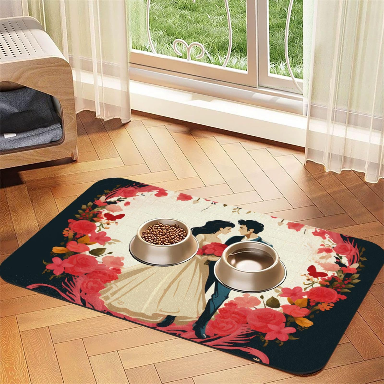 Tapis de nourriture pour chien joli design pour protéger le sol de la cuisine
