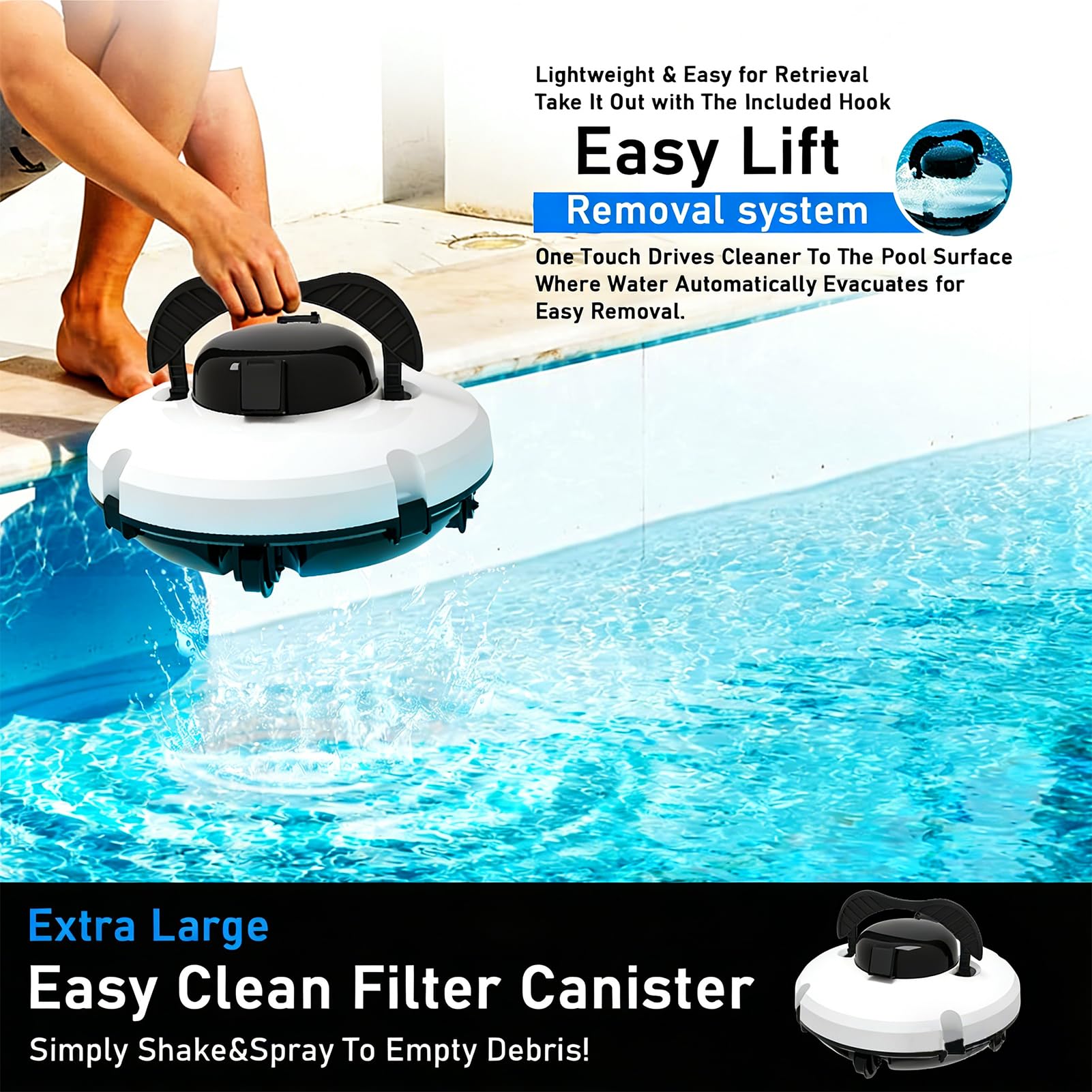 Aspiradora robótica inalámbrica para piscina con prevención automática de obstáculos y densidad de filtro de 180 μm para una limpieza de piscinas sin esfuerzo