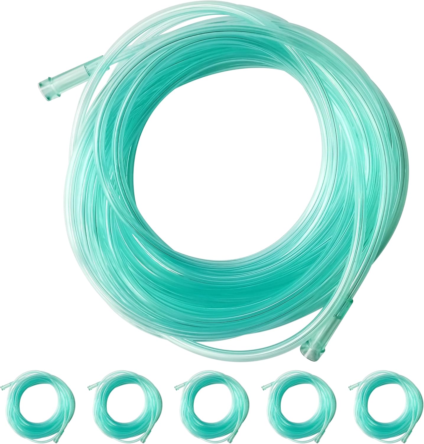 Each 32.8 ft, Total 5 Pack, 6-Channel Crush Resistant Oxygen Tubes, Universal End Connectors, Medical Grade Material