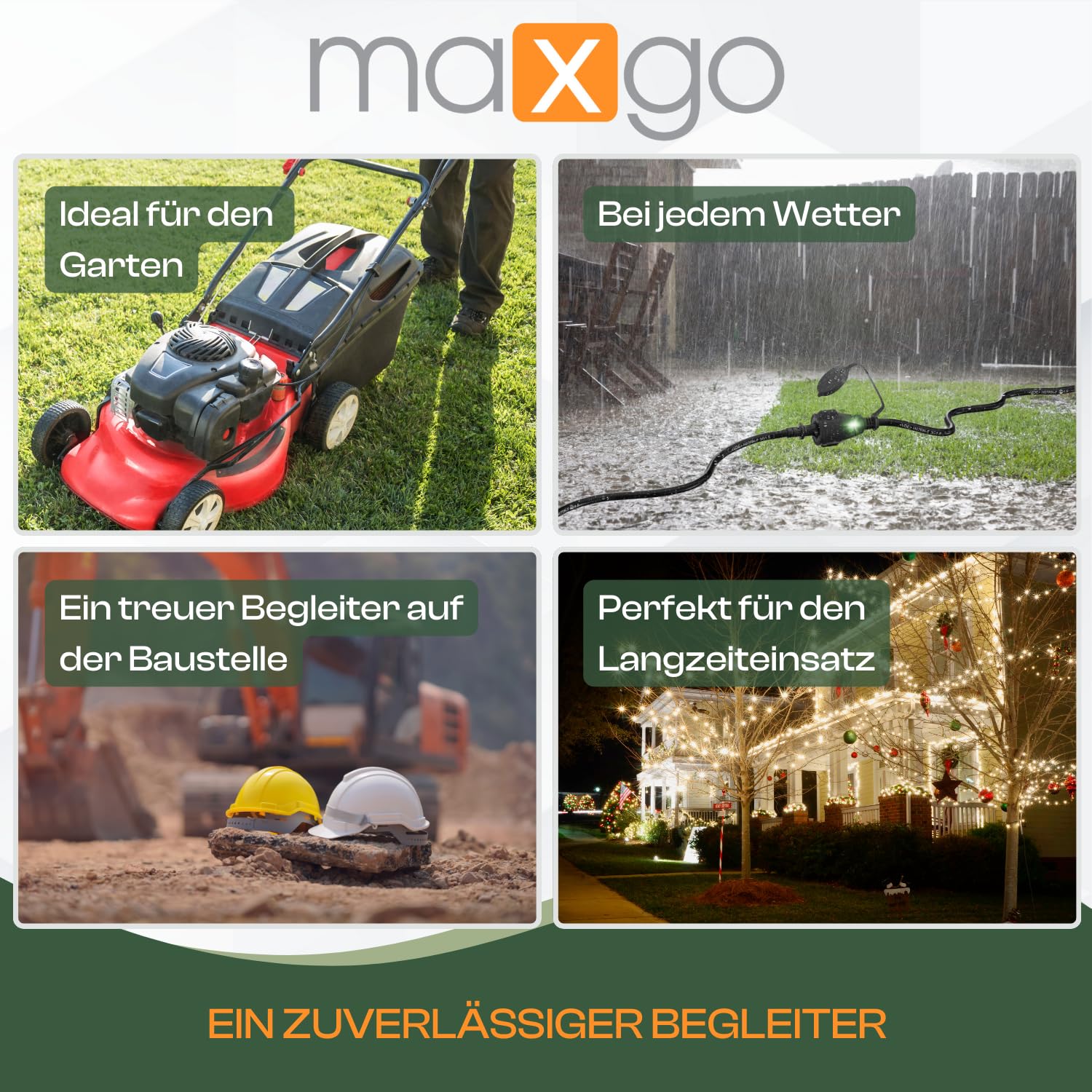 maxgo Outdoor Verlängerungskabel Außen Schuko Verlängerung Rasenmäher Kabel Stromkabel Außenbereich Extension Cable Verlaengerungskabel Garten Kabelverlängerung Elektrokabel Schukostecker, Größe:25m