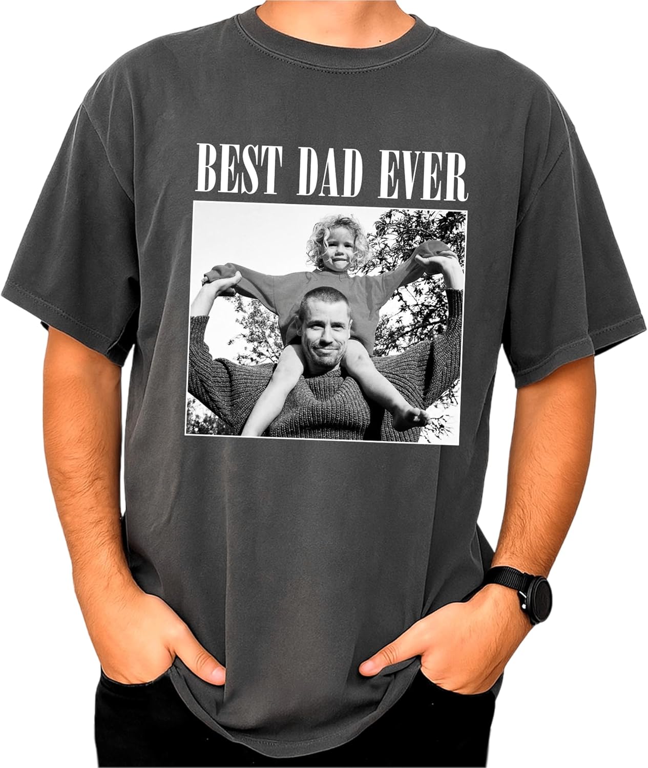 NAZENTI Custom Photo Shirt, Personalized Dad Shirt, Tshirt for Men, Daddy Gift, Gifts Fathers Day Christmas for Grandpa Papa