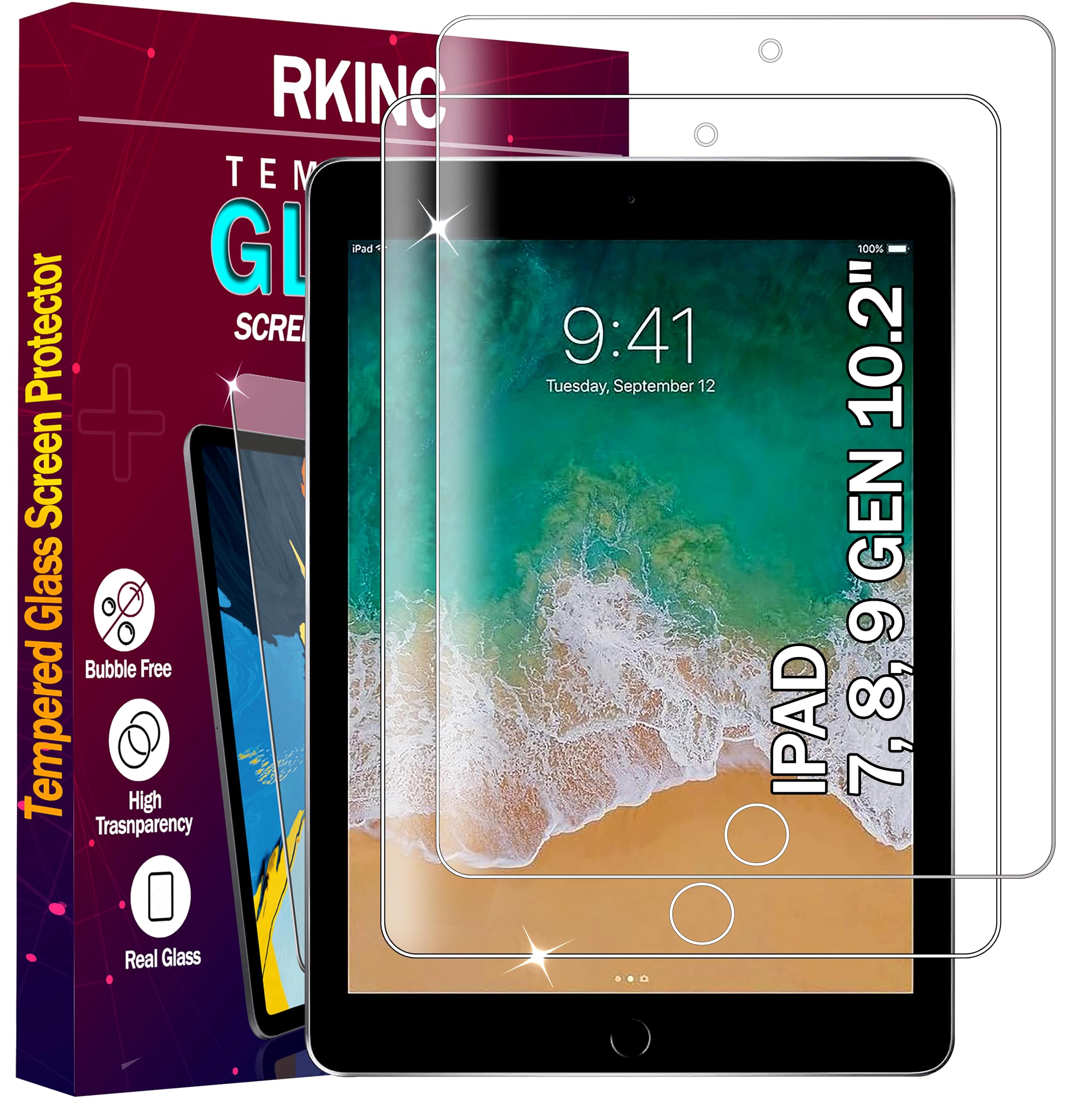 Ipad 7/8/9 Pellicola Vetro Temperato Per IPad 10.2" - Protezione Anti-Graffi, Urti E Impronte, Trasparenza HD, Facile Applicazione Schermo Protettivo - Foto 3