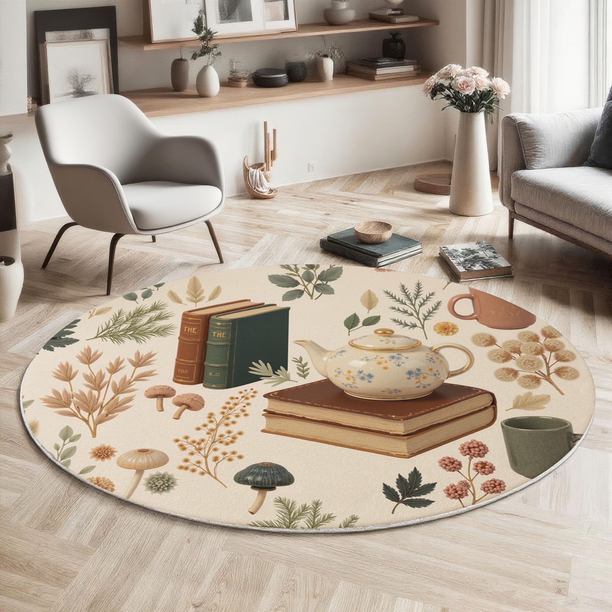 Tapis rond vintage pour chambre d'enfant et salon cosy