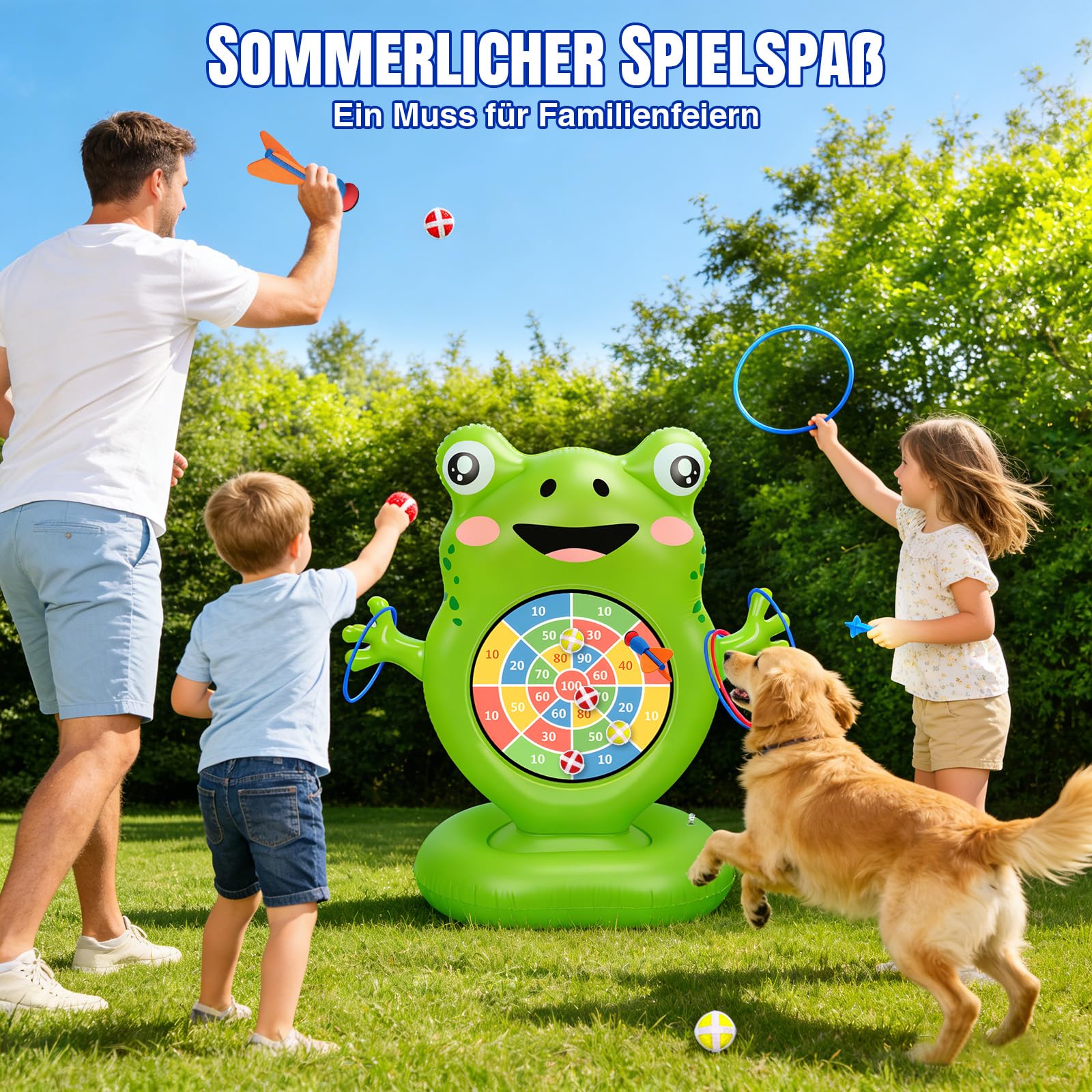 IEEILULU Aufblasbare Poolspielzeug für Pool, Wasserspielzeug Wurfspiel mit Werfen Ball, Ringwerfen, Aufblasbares Dartspiel Spielzeug Outdoor Indoor Party Garten Strand Sommer für Kinder Erwachsene