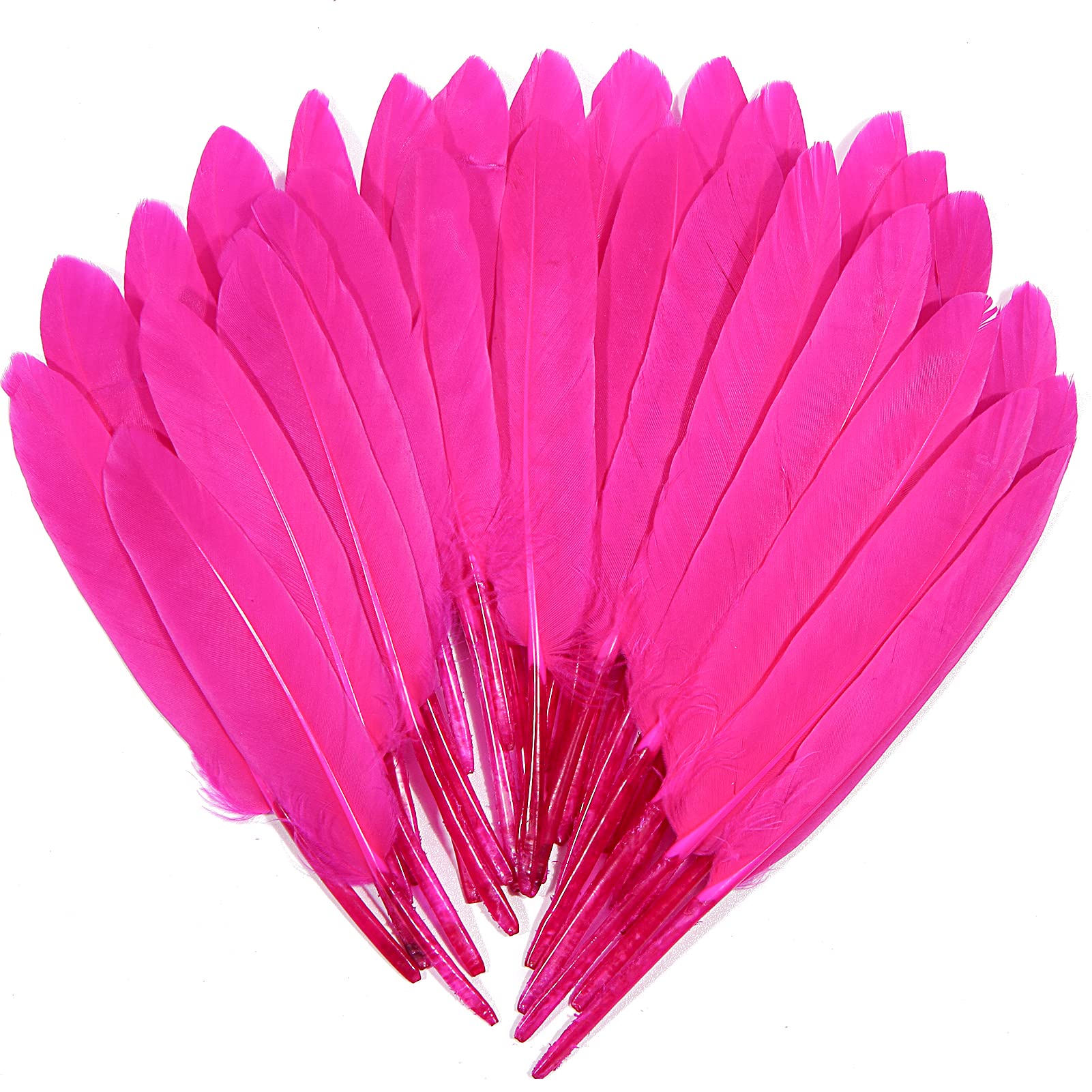 FeelfunFeather 120pcs Hot Pink Goose Cochettes Feather Natural Bulk 4-6 inch 10-15cm for Wedding Party Christmas Decorations DIY Crafts Goose Cochettes Feather