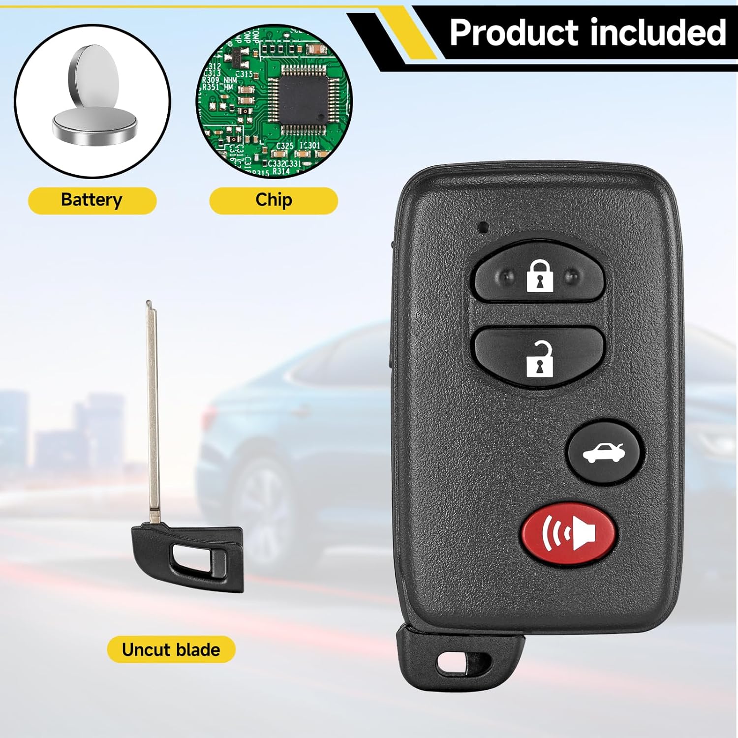 Smart Key Fob Replacement Fits for Toyota Camry 2007-2009 Avalon 2007- 2010 Car Keyless Entry Remote HYQ14AAB 314.3MHz 89904-06041,89904-33181 271451-0140