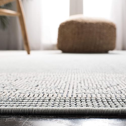 Miniatura 4 de SAFAVIEH Alfombra lavable Bermuda Collection – Alfombra de 2 x 8 pies, azul claro y marfil, para interiores y exteriores, resistente a la