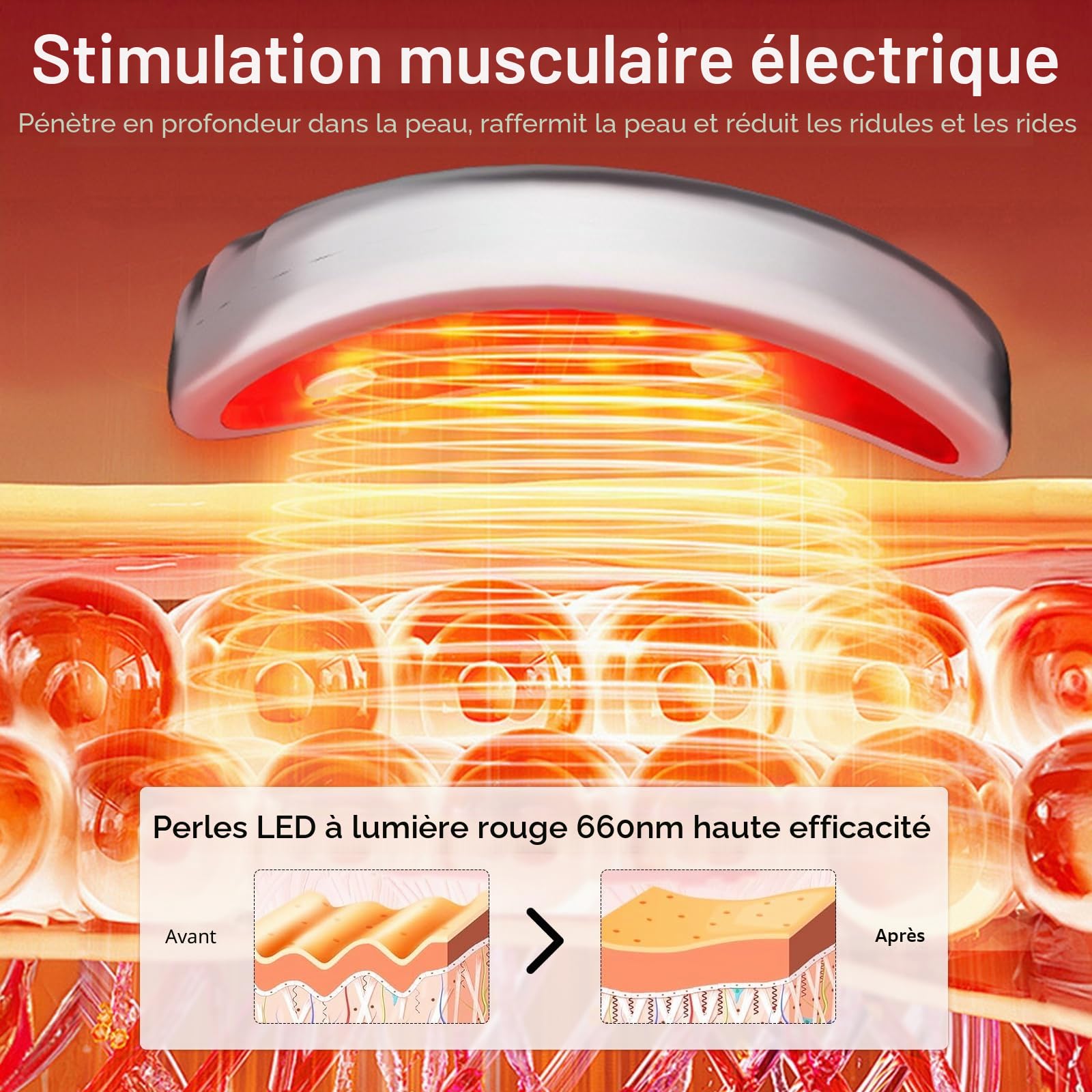 Appareil de massage des yeux portable à lumière rouge - Patchs rechargeables sous les yeux contre les cernes, les gonflements, les rides et le raffermissement de la peau