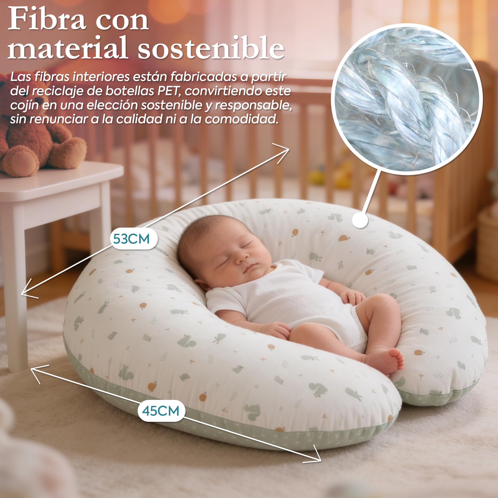 Cambrass - cojín para los primeros meses del bebé - almohada de lactancia que proporciona comodidad y soporte al bebé - Abete Beige
