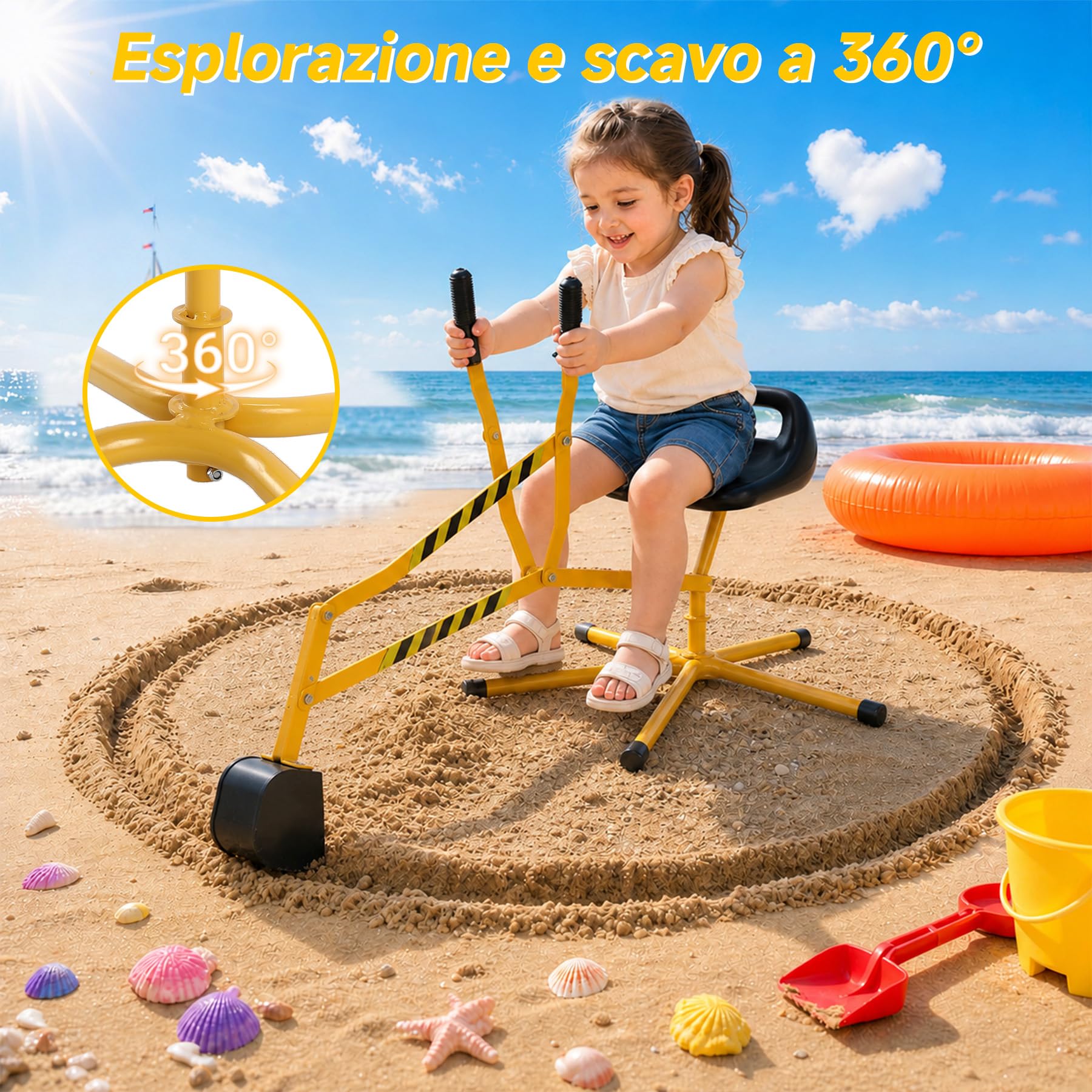Oryxearth Giocattolo per bambini Monster Digger a partire dai 18 mesi, per spiaggia, sandbox, campo da gioco, coordinamento occhio-mano, abilità cognitive e motorie, facile per piccole mani