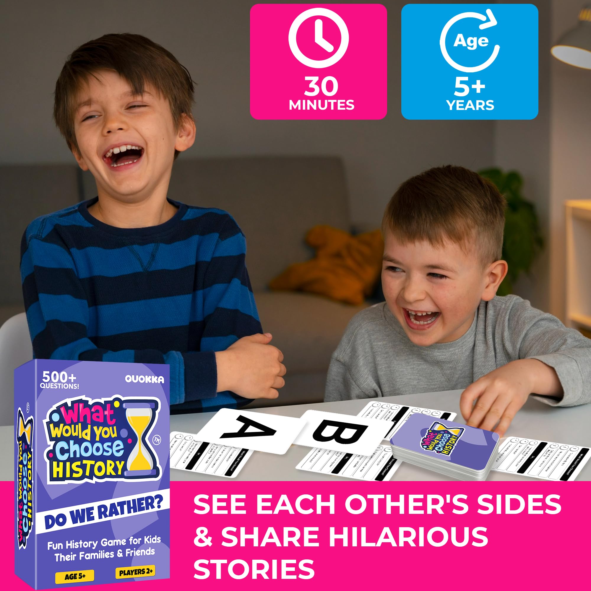 QUOKKA Board Game for 8-12 Year Olds - Family Card Game for Kids Ages 5-8 - What Would You Choose, History Edition, 8.5 cm x 12.4 cm - Image 4