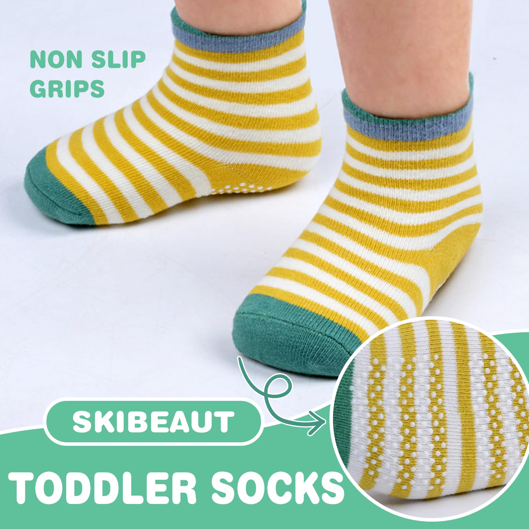 Calcetines SkiBeaut 12 pares de calcetines antideslizantes para niños y niñas de algodón para niños de 1 a 3/3 a 5/5 a 7 año