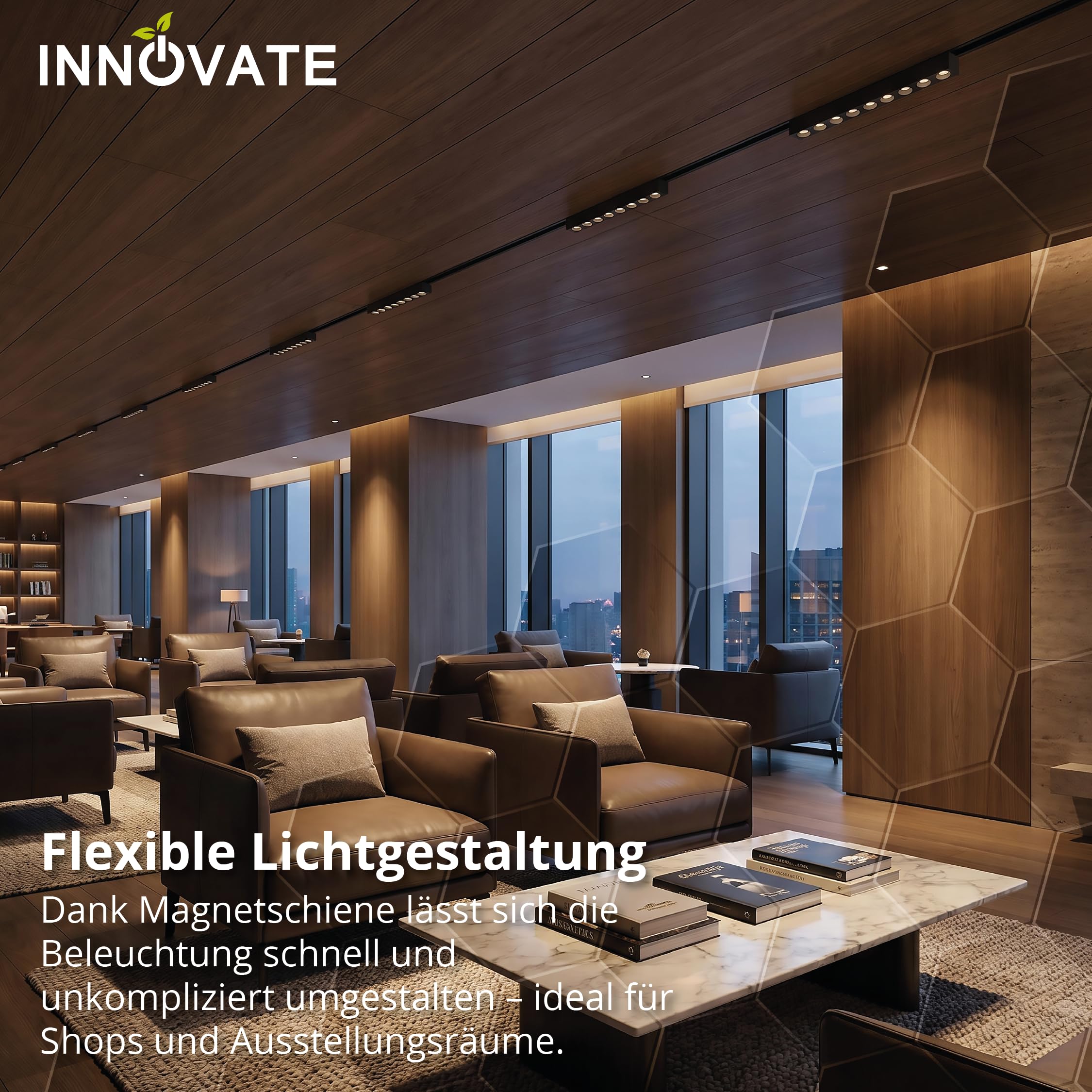 INNOVATE MagPro48 1 Phasen Schienensystem Niedervolt Phasenschiene Trockenbau [48V 4-polig 200cm] LED Lichtleiste Deckenbeleuchtung I Magnetische LED Schienensystem Lampen Lichtschienensystem Decke