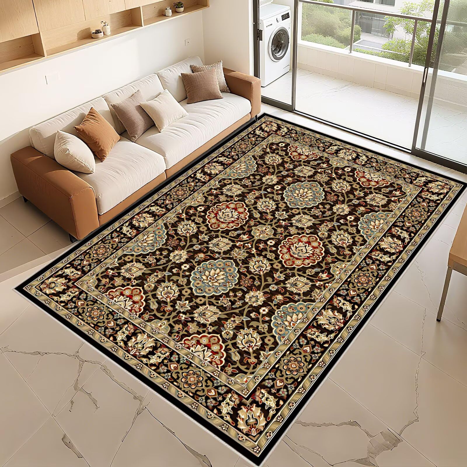 Tapis couloir lavable noir rouge 80x200cm plat pour effacer les taches