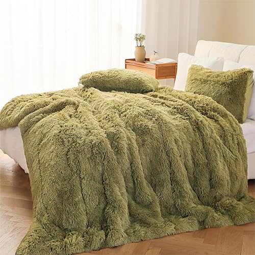 Miniatura 1 de Auemtyn Juego de funda de edredón mullida y esponjosa de 2 piezas, tamaño individual, funda de edredón de pelo sintético de felpa con cierre de