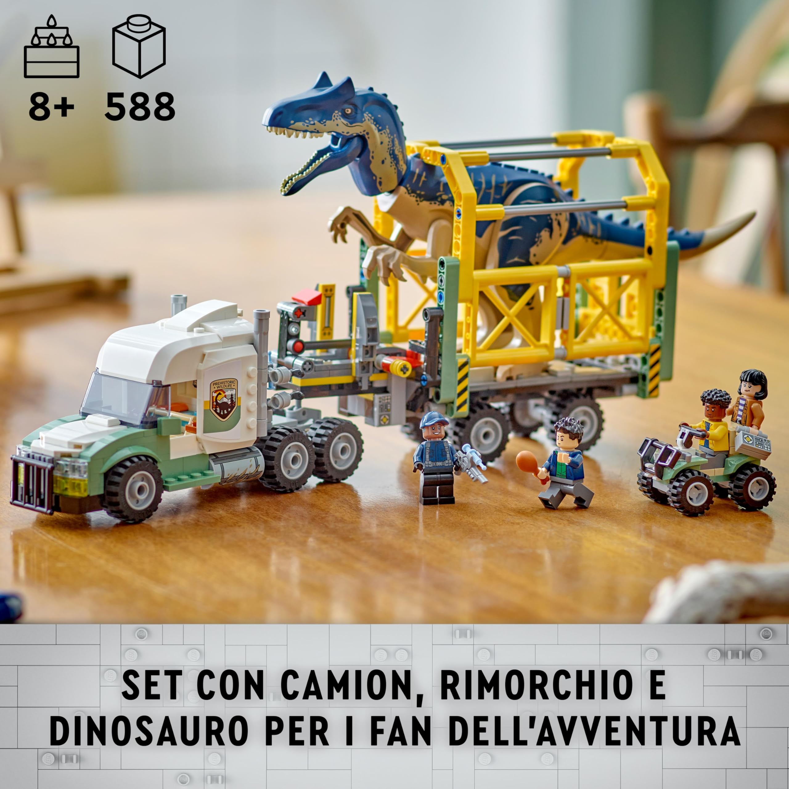 LEGO Jurassic World Missione Dinosauro: Camion di Trasporto dell’Allosauro, Giocattolo d'Avventura con Veicolo e Minifigure, Giochi per Bambini e Bambine da 8 Anni, Regalo di Compleanno 76966
