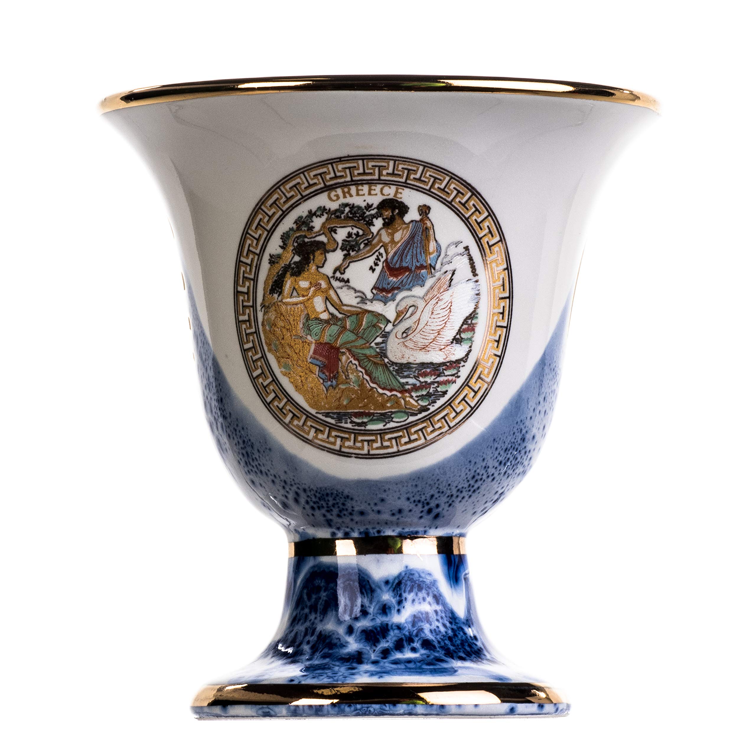 BEAUTIFUL GREEK STATUES Pythagoras Cup of Justice Zeus Artemis Pythagorean Fair Mug Ancient Greece Blue Cobalt Usable
