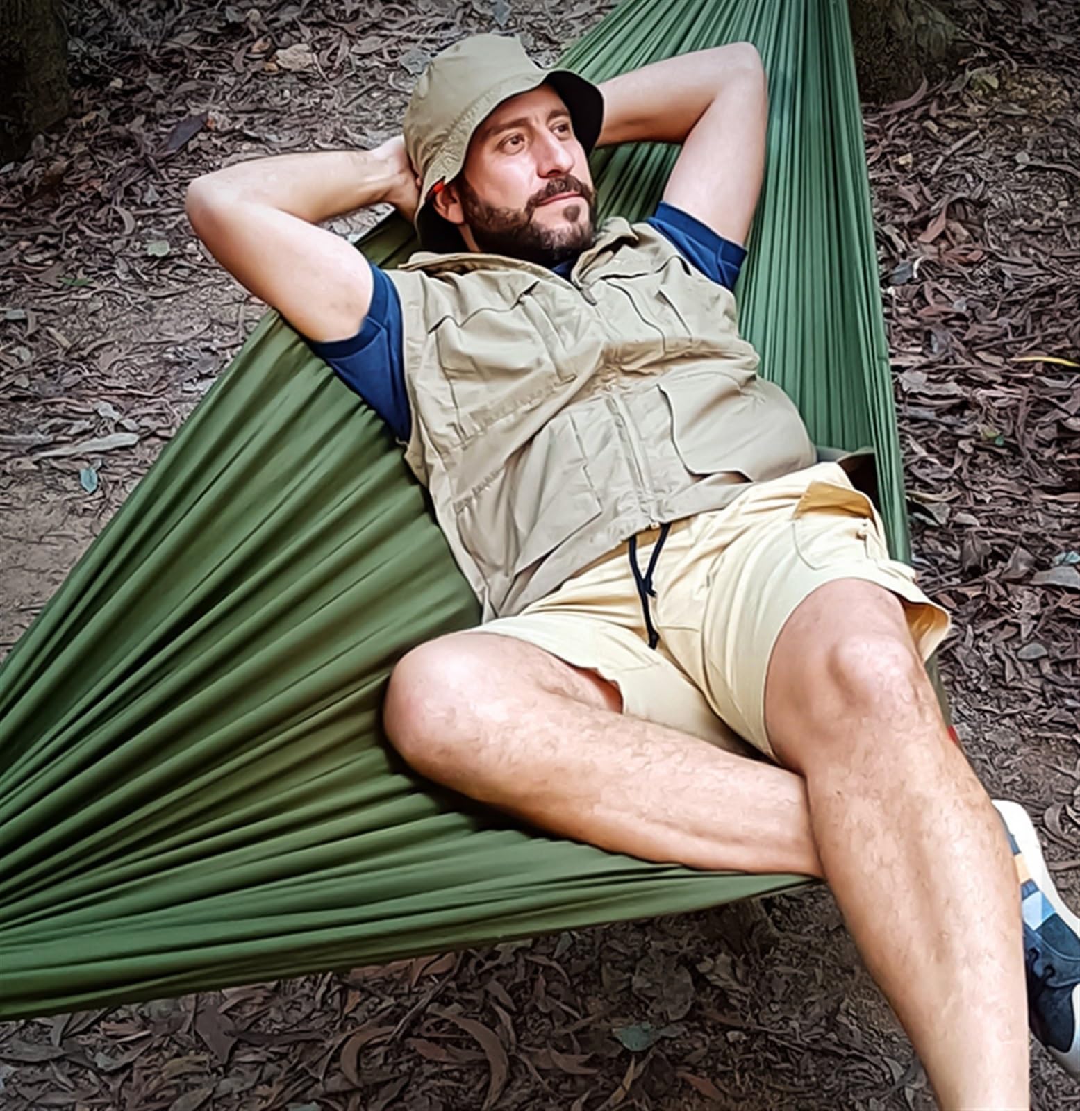 Hamac de Jardin en Toile, Hamac 2 Places avec Sangles d'arbre, Nylon Parachute, 270 x 140 cm