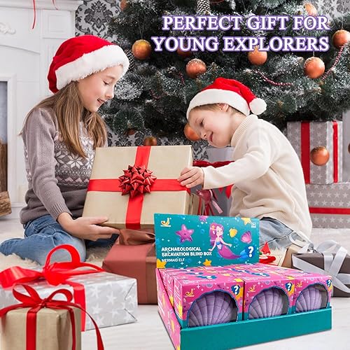 Miniatura 7 de Kit de excavación de sirena, 12 descubrimientos sorpresa de sirena, gran juego de minería de juguetes STEM de ciencia, regalos de geología para