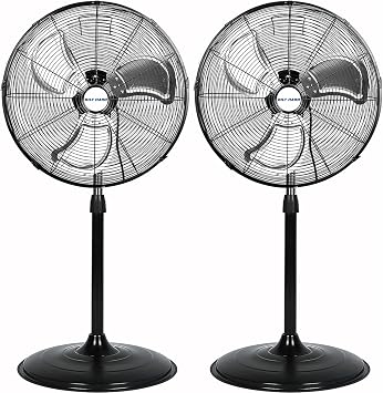 BILT HARD 20" High Velocity Pedestal Fan, 3-Speed 5200 CFM Industrial Oscillating Stand Fan, Heavy Duty Standing Shop Fan with Aluminum Blades for Garage, Commercial and Residential, 2 Pack