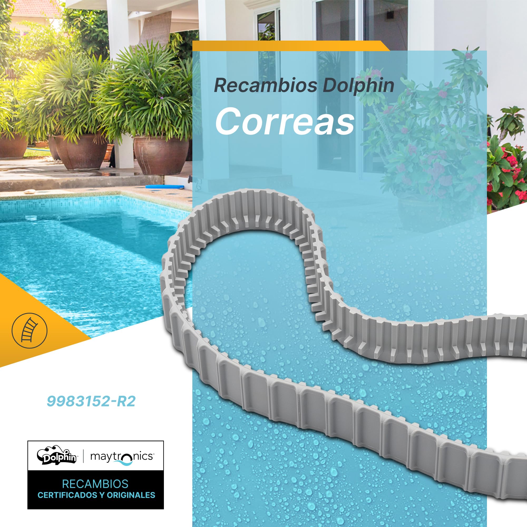 Dolphin Piezas de Recambio Originales - Correas Grises (2 ud) - Referencia Maytronics: 9983152-R2