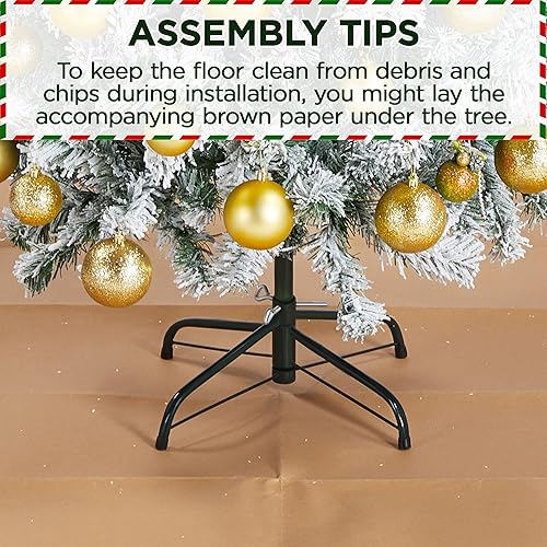 Vista 129 de Yaheetech - Árbol artificial de Navidad con luces incandescentes de color blanco cálido, con flecos nevados, 2084 ramas, 900 luces y soporte Verde