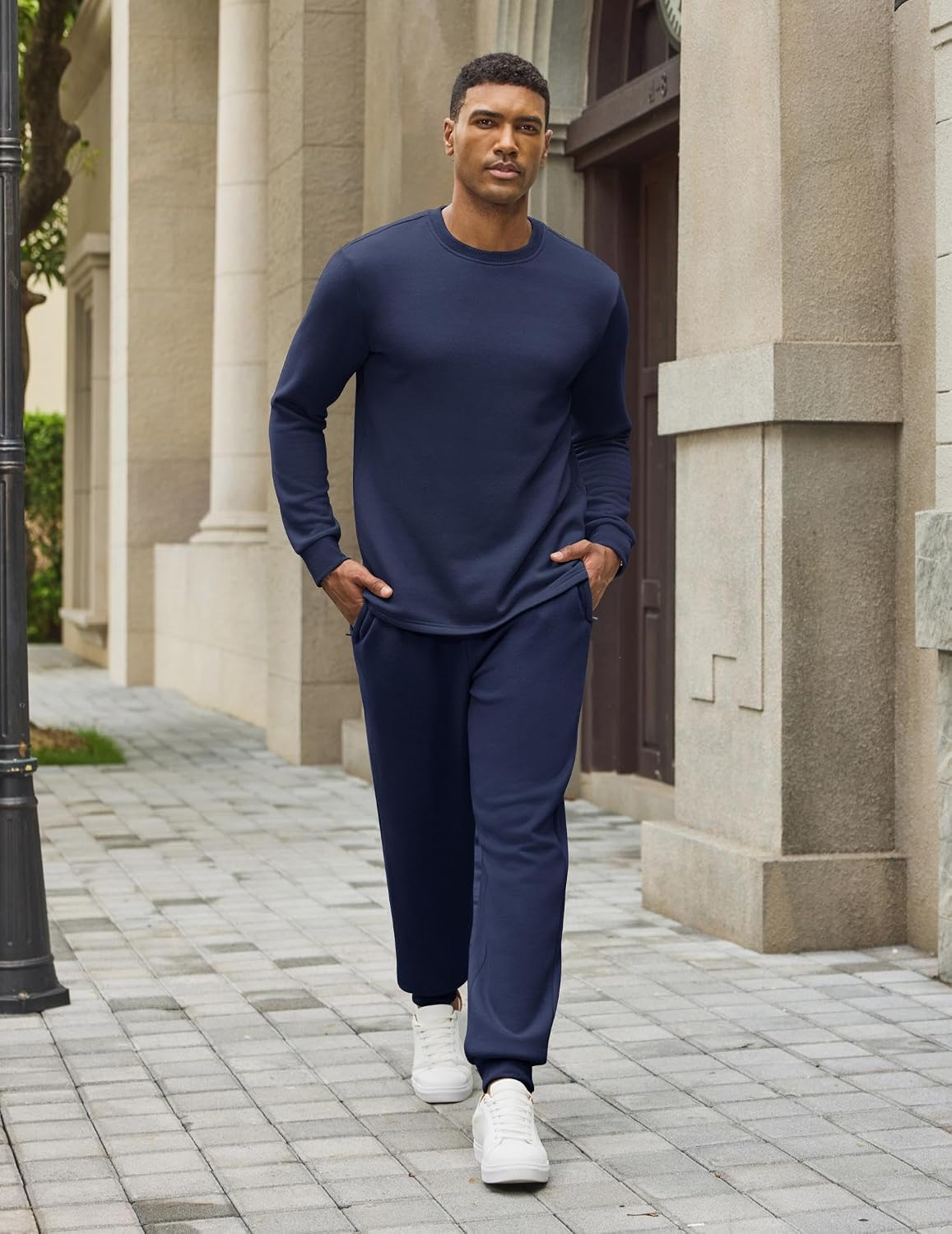 COOFANDY 2 Piece Men's Tracksuits Set Cotton Long Sleeve Sweatsuit Pullover with Jogging Pants Casual Athletic Outfits