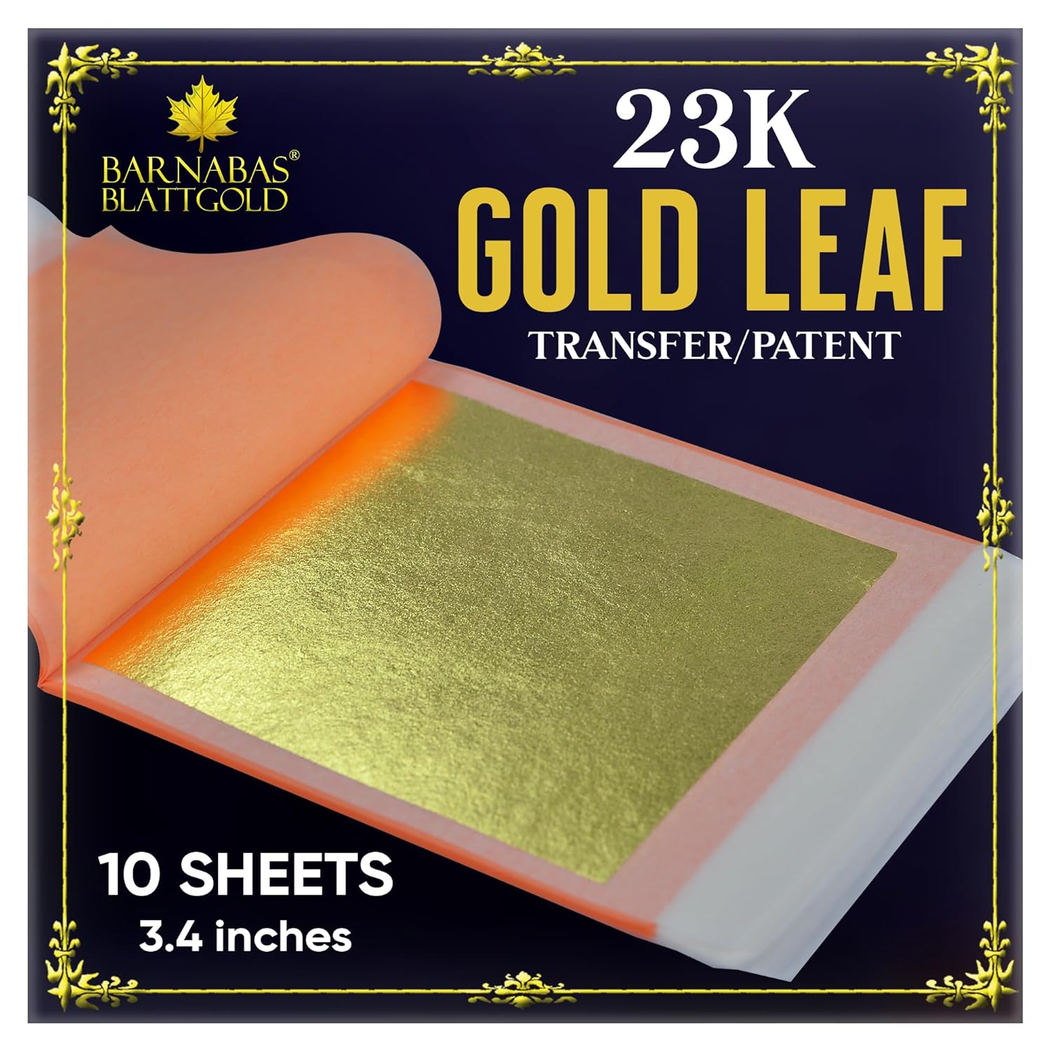 Barnabas Blattgold Gold Leaf 23.75K (10 sheets, 3.4 in)