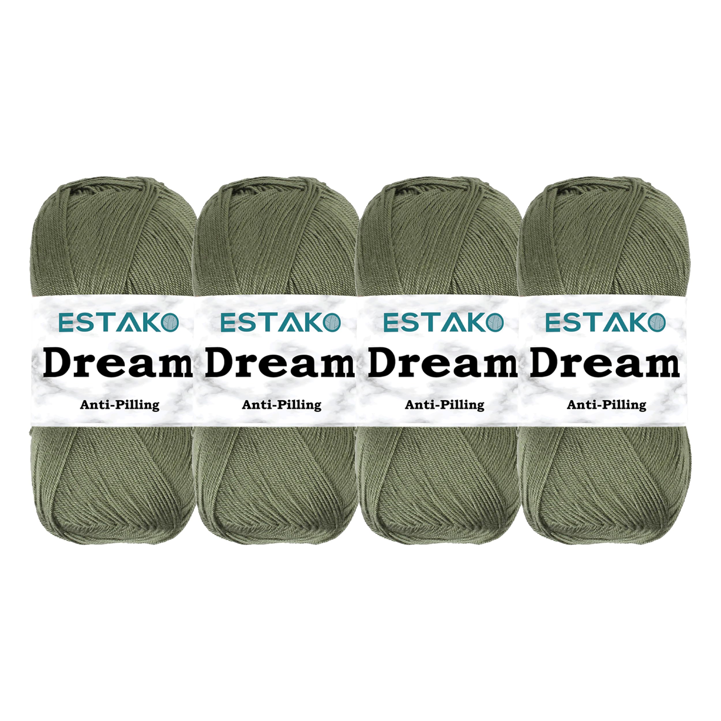 Estako Dream, (4 Skeins Pack) 100% Microfiber Acrylic Yarn, Soft, Super Fino/Fingering Weight (1) for Crochet and Knitting (4 x 3.5 Oz) / (4 x 382