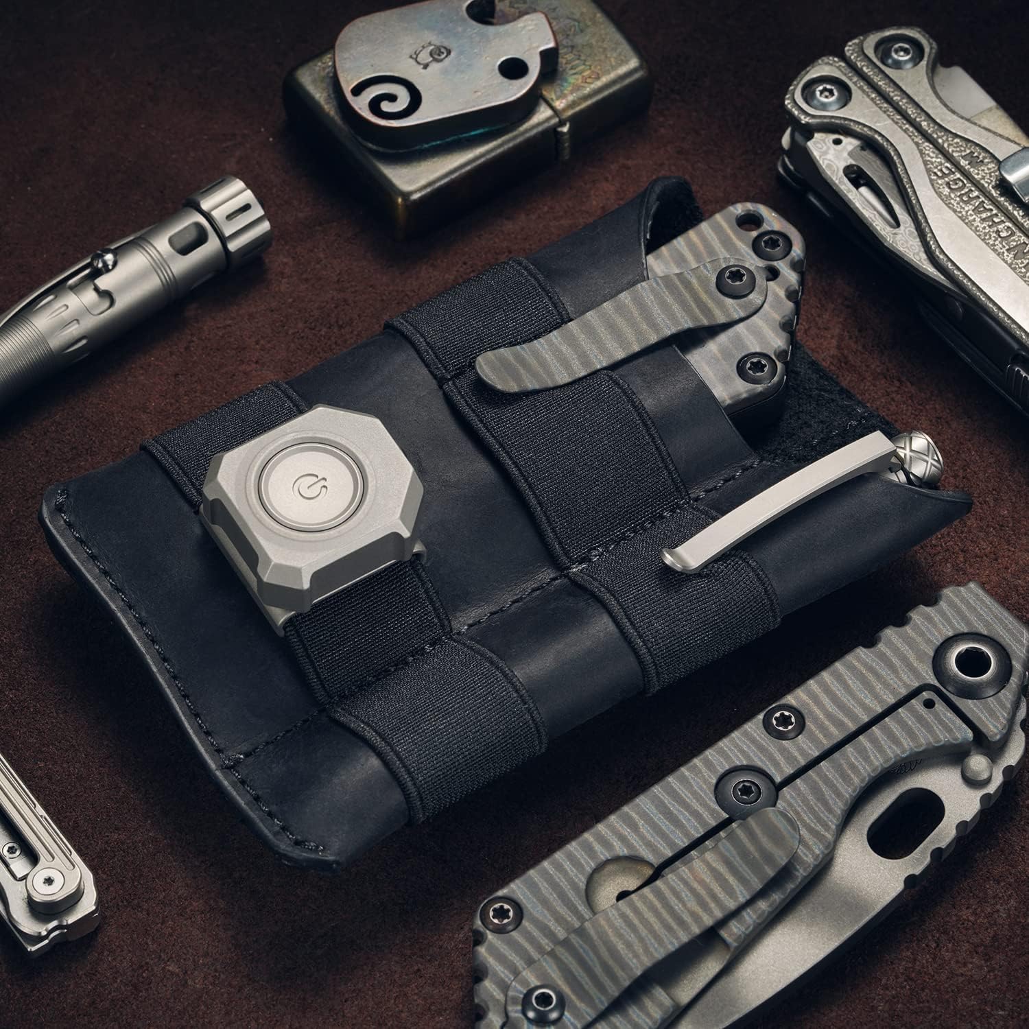 VIPERADE PL5 - Ultra Slim Lightweight EDC Multitool Pouch Organizer Multifunktion Durable Leder Tool Pocket Pouch, Taschenlampenhalter, Stifthalter, Werkzeugscheide, Messerscheide