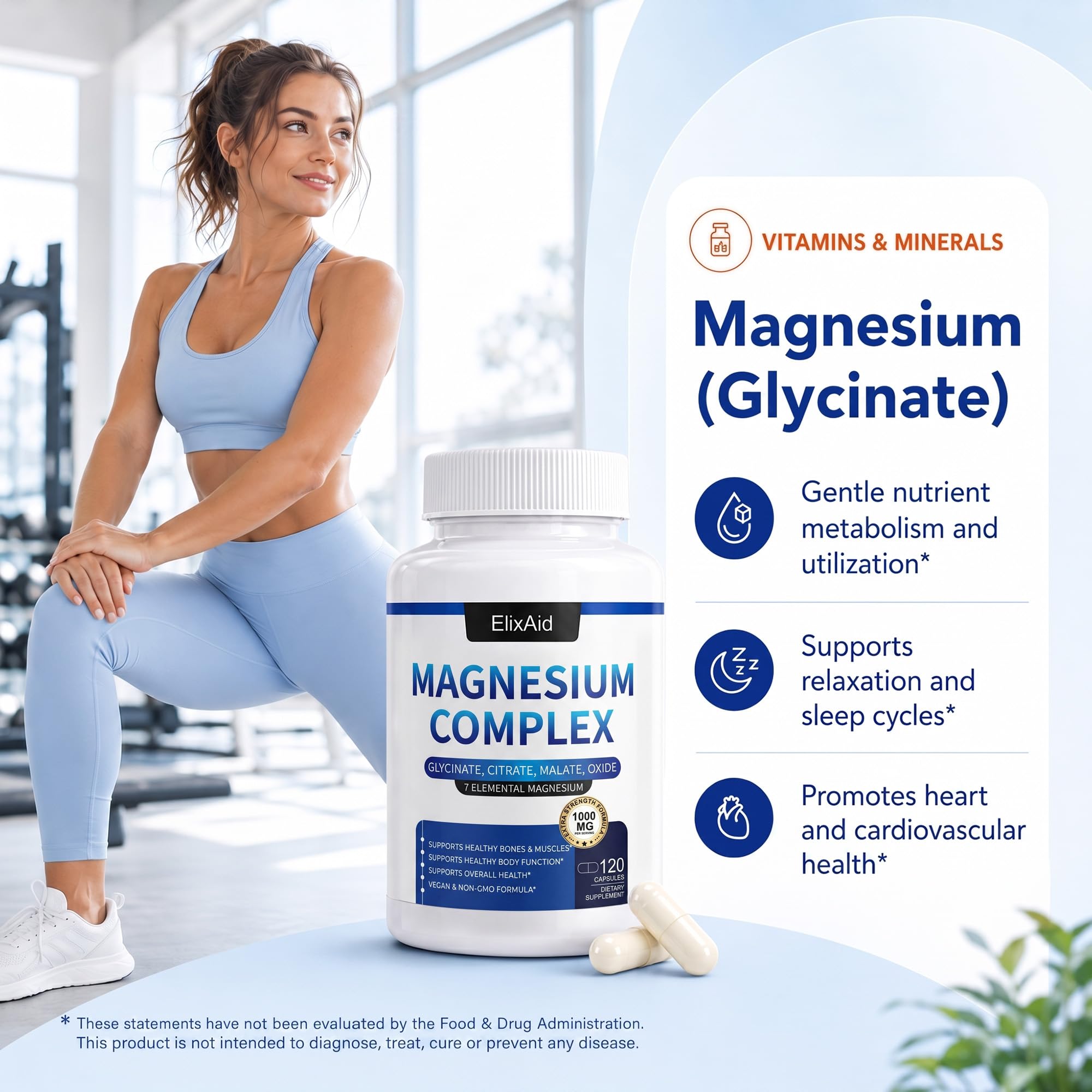 Magnesium Complex for Women & Men 1000mg - 7-in-1 Magnesium Supplement (Glycinate, Citrate & Malate) Capsules for Sleep Support, Stress Relief, Muscle Recovery - Vegan, 120 Count — Amazon image 7