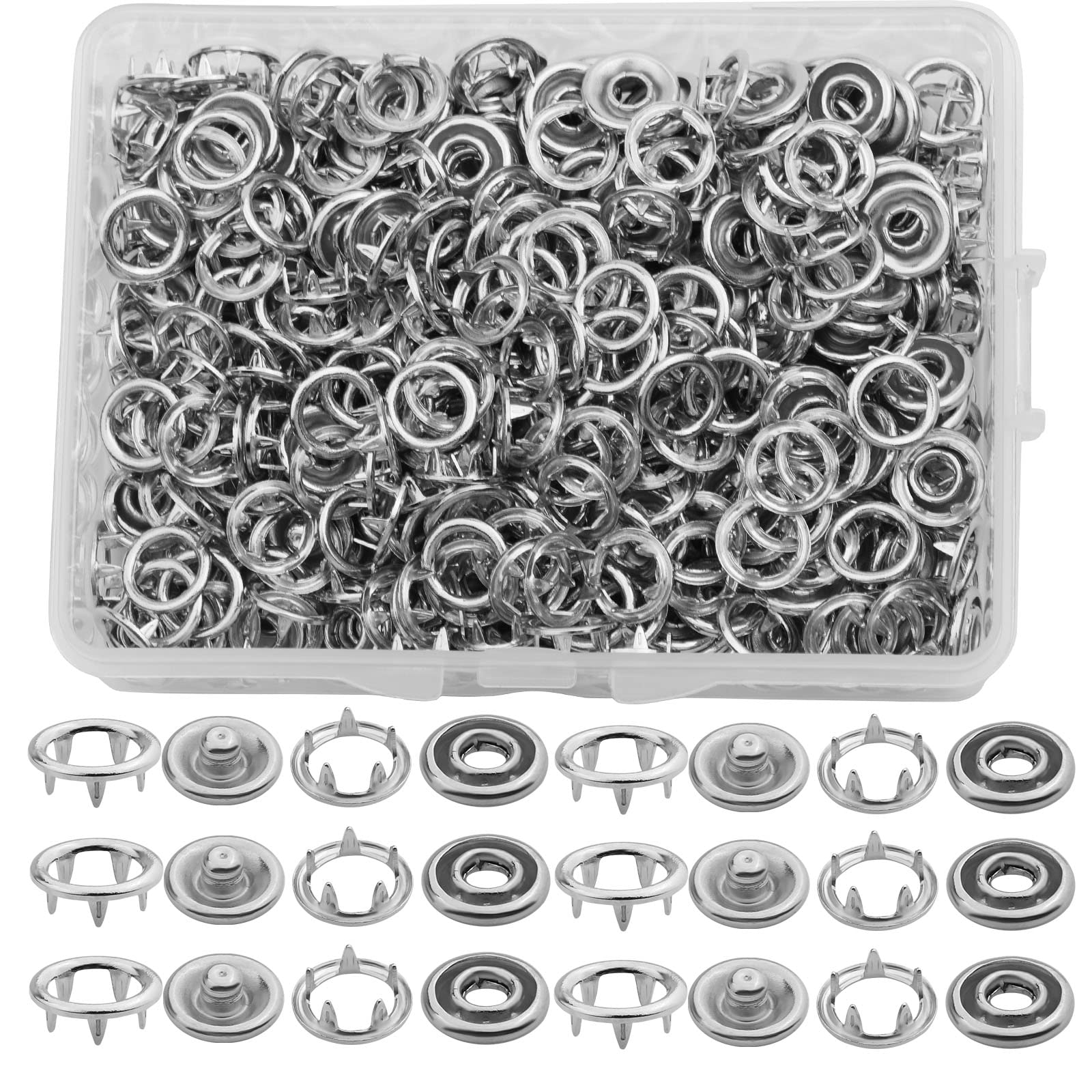 Bottoni a pressione con pinze, diametro 15 mm, in metallo argentato e utensile in rame, accessori da cucito, bottoni per cucito, bottoni automatici in