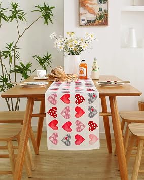 Valentines Day Decor Valentines Day Table Runner 72 Inches Long with Red Pink Heart Table Runner for Birthday, Wedding Anniversary, Marriage Proposals, Engagements, Romantic Events
