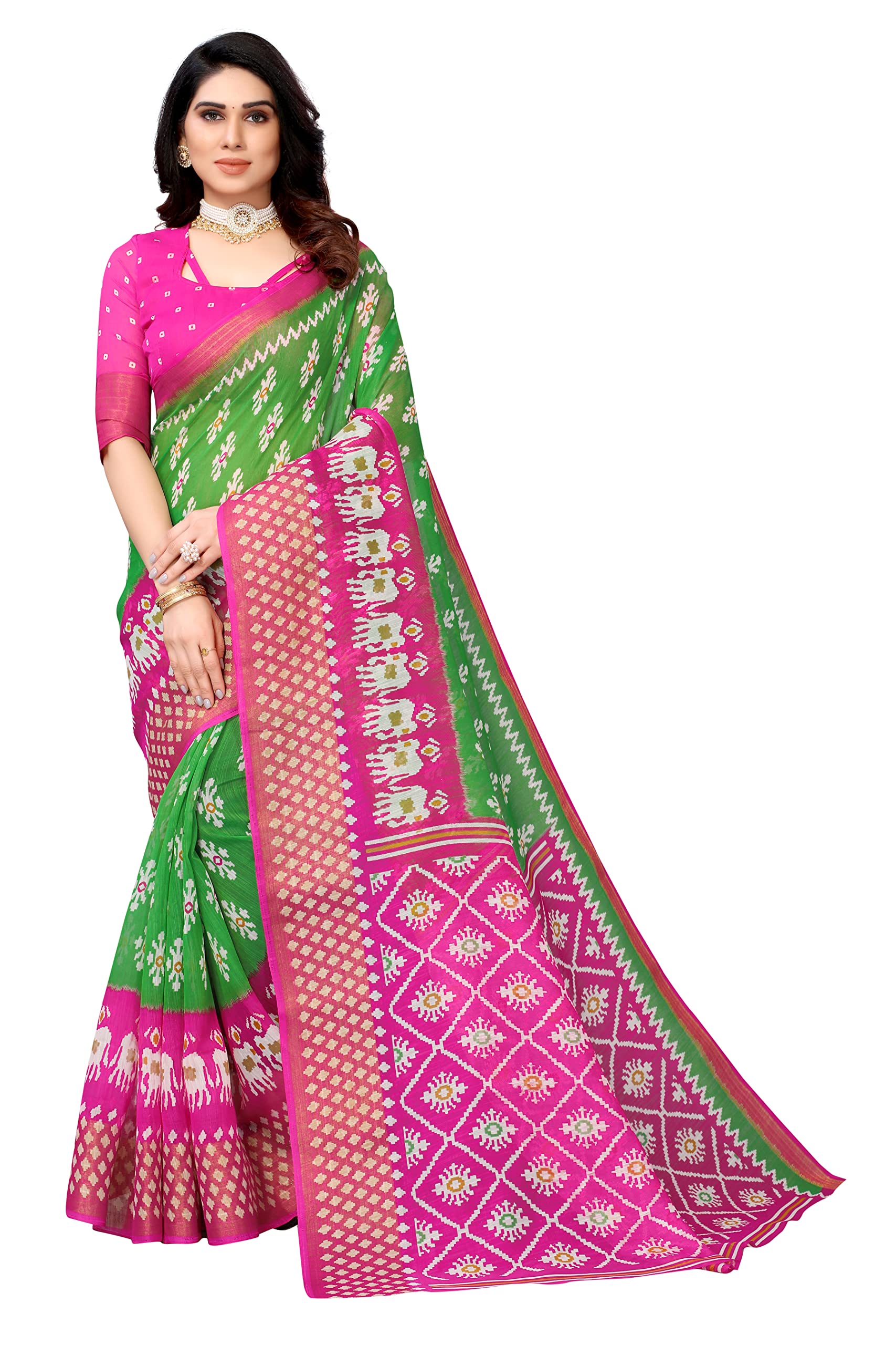 Winza Designer ZB Aakruti Parrot Green_W Plain Khadi Saree for women ZB Aakruti Parrot Green