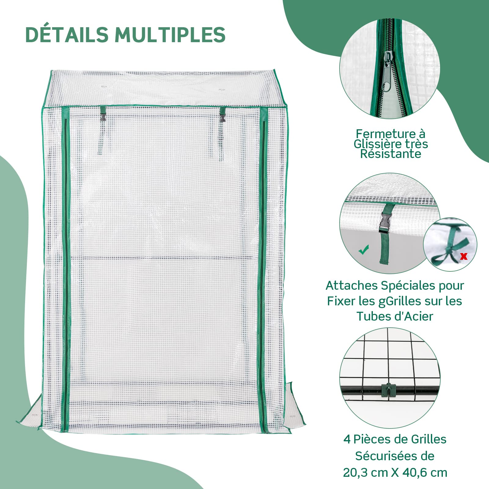 COSTWAY Serre de Jardin 2 Portes Enroulables Zippées (100 x 81 x 150 cm)