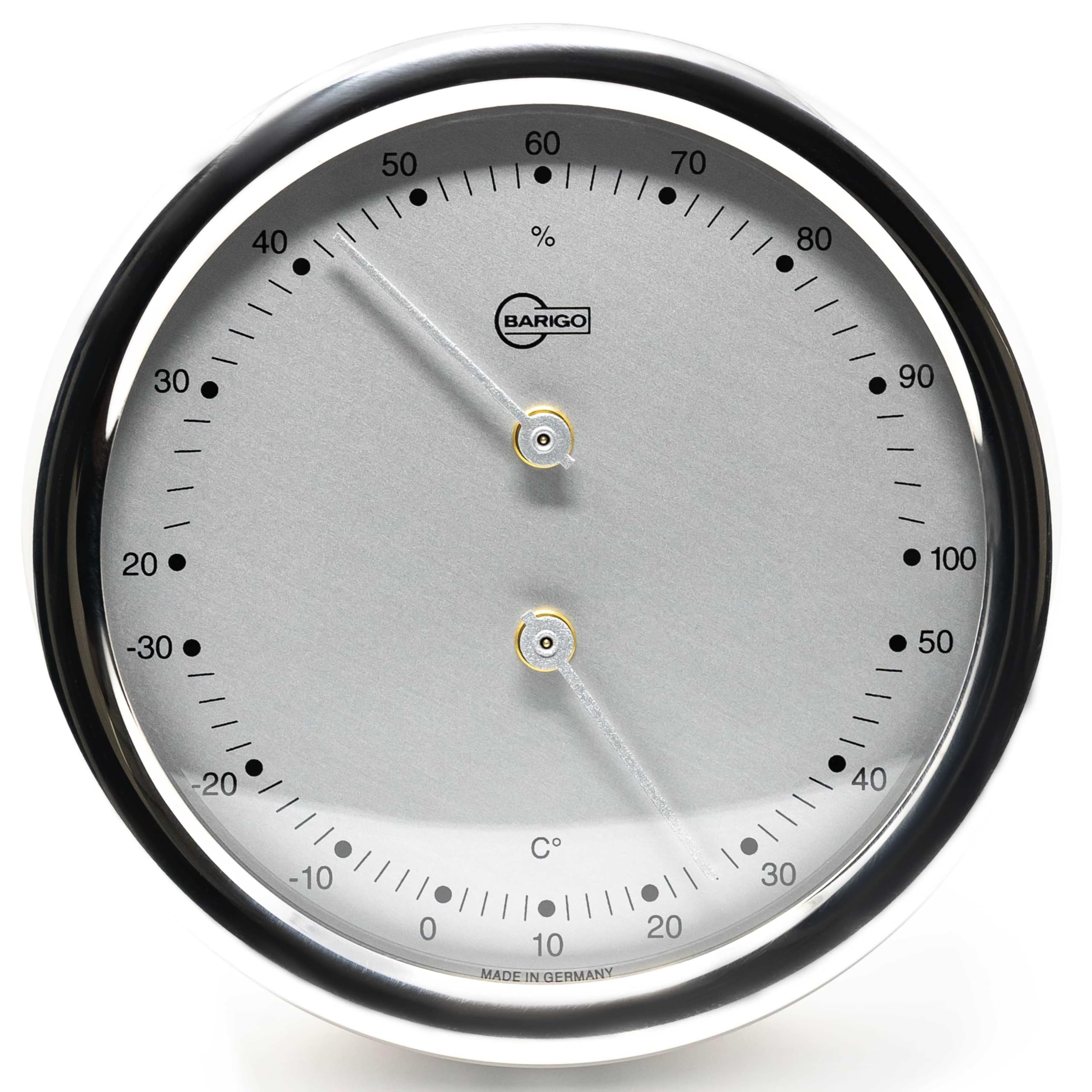 BARIGO 829RFPO ORION Schiffsthermo/-hygrometer, Glas, Edelstahl poliert | Präzisions-Messgerät, Messbereich 20-100 % r. F., Luftfeuchtigkeitsmesser, Thermometer, 100x35 mm Breite/Tiefe