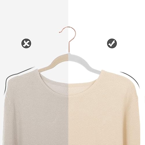 Miniatura 4 de SONGMICS Paquete de 30 perchas de terciopelo antideslizantes con ganchos giratorios de color oro rosa, perchas delgadas que ahorran espacio, perchas