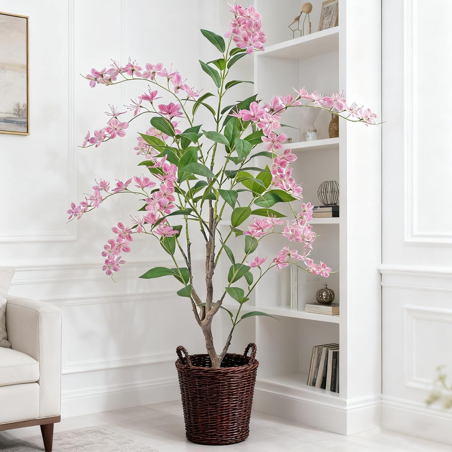 Artificial Jasmine Tree 5ft Beige Flower Pot Fake Trees, Lifelike Artificial Trees with Natural - Looking Blooms, Perfect for Any Space - Image 6
