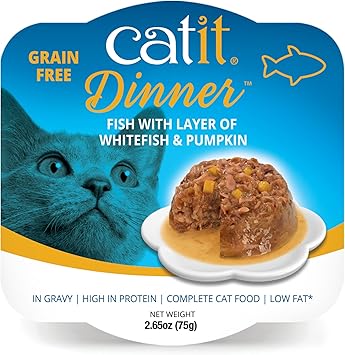 Catit Fish Dinner with Whitefish & Pumpkin Hydrating and Healthy Wet Cat Food for Cats of All Ages