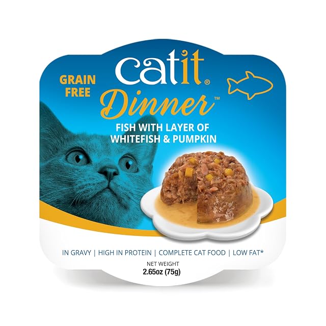Catit Dinner Pescado con sabor a Pesacado blanco y calabaza, 75 g