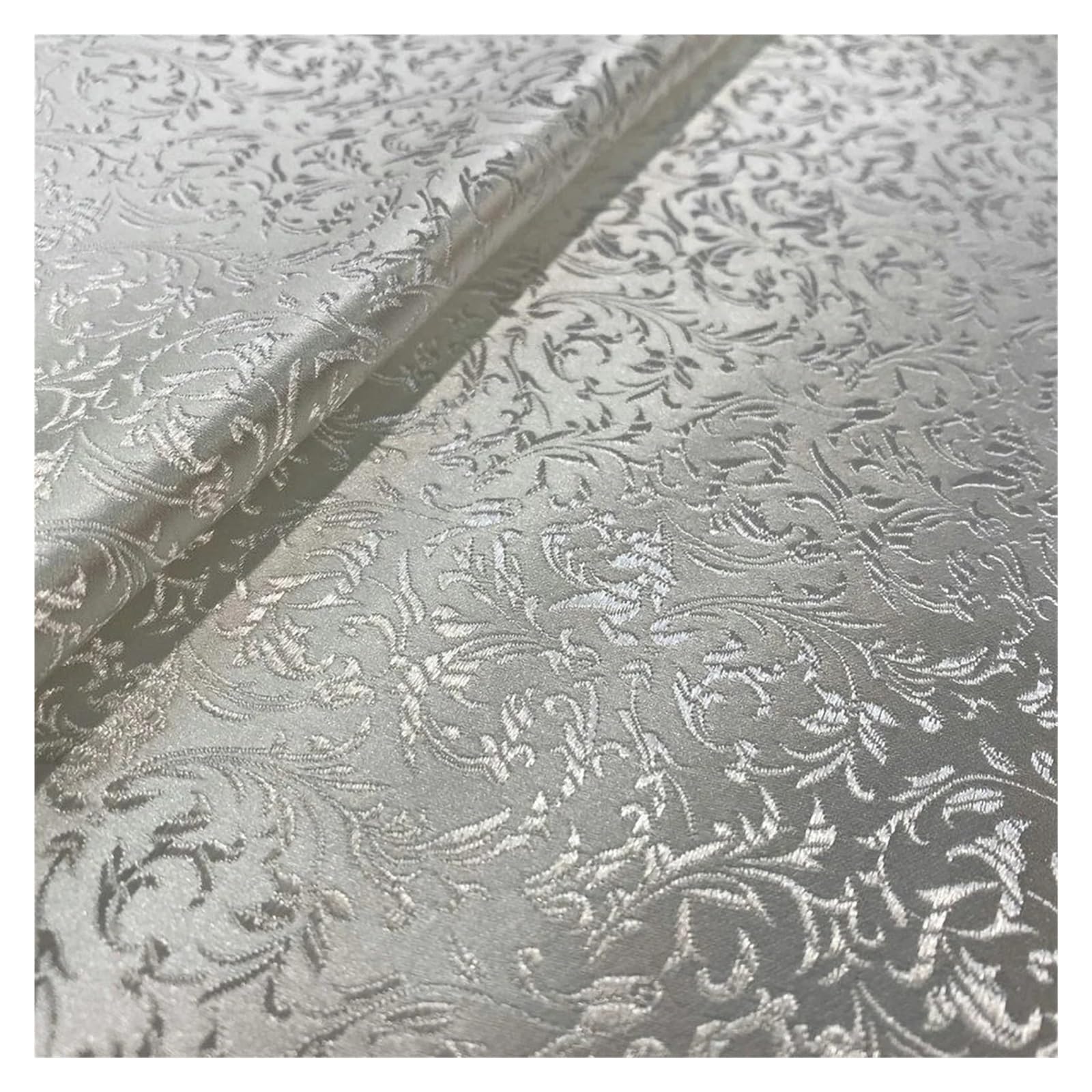 Tissu Jacquard blanc damassé pour kimono et cheongsam 100x75cm