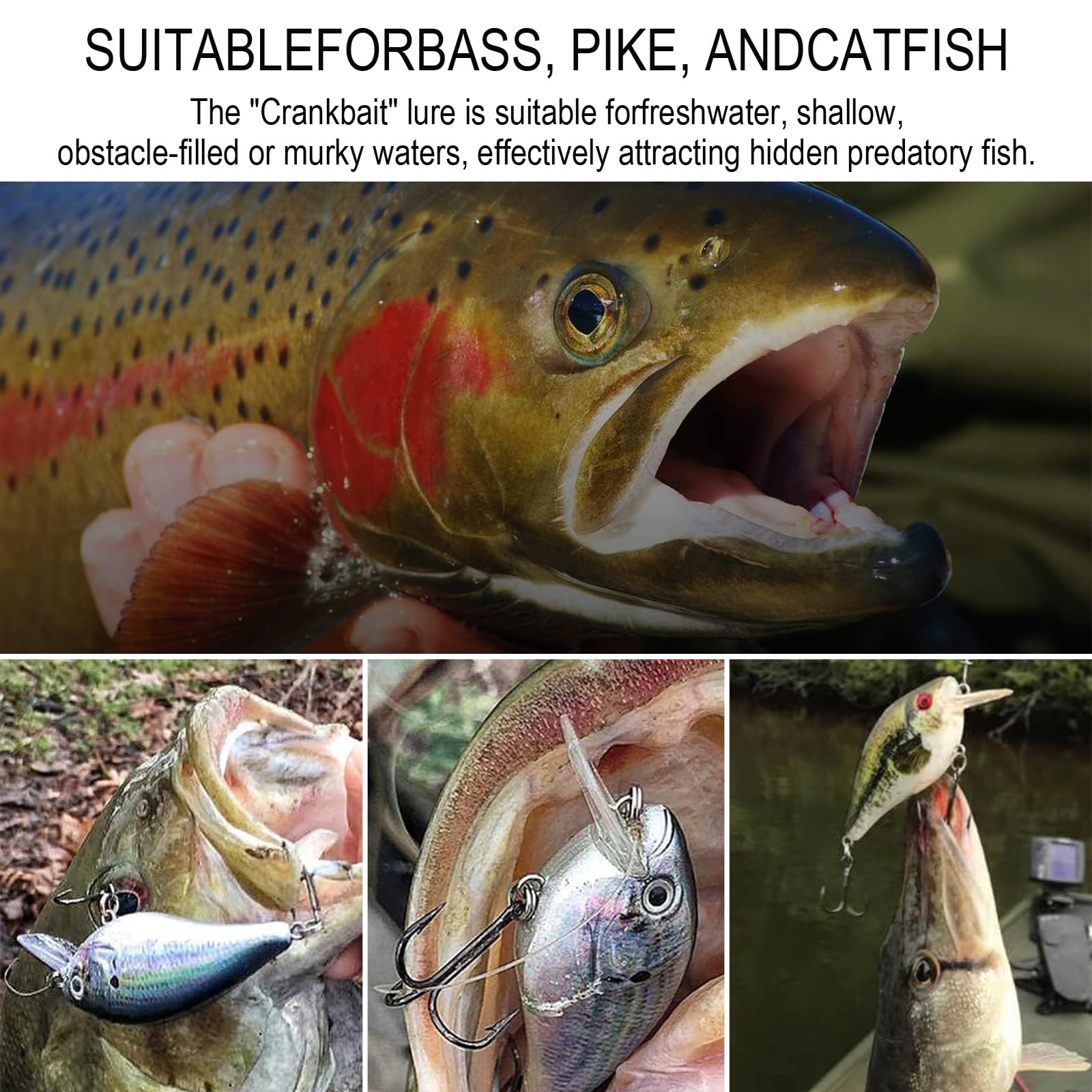 Set De 5 Wobblers Aililong Rocker Fat Pike - 13g, 7cm, Hameçons Doubles, Pour Brochet, Perche, Sandre, Truite - 5 Couleurs