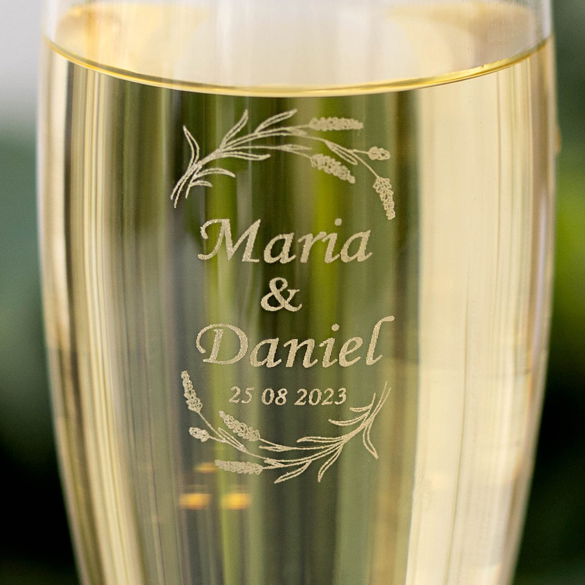 Pack de 2 Copas de Cava Personalizada con Estuche de Regalo Grabadas a Láser 20cl Boda