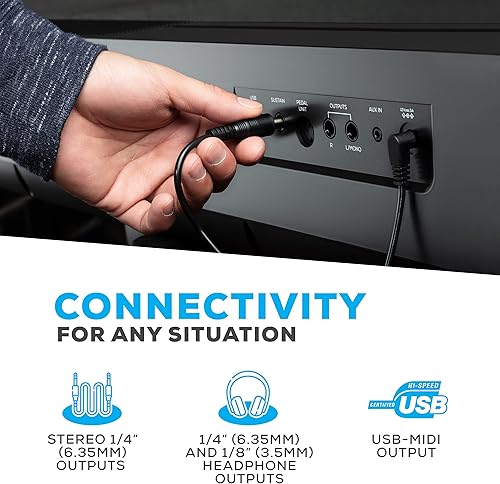 Miniatura 6 de Alesis Recital Grand Bundle - Piano digital de 88 teclas con teclas pesadas de acción de martillo graduado, sonidos de primera calidad, soporte de