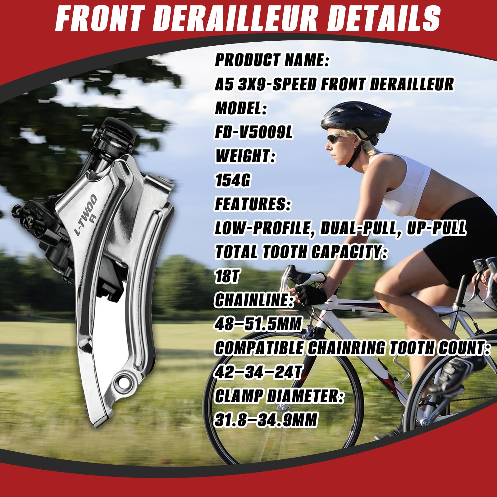 Schaltwerk 9 Fach & 3x9-fach-Umwerfer für Shimano/sram，Schalthebel 9Fach Rechts, Schalthebel 3links Rechts, Fahrrad Schaltung 9 Fach Set für MTB/Rennrad/Mountain Bike.