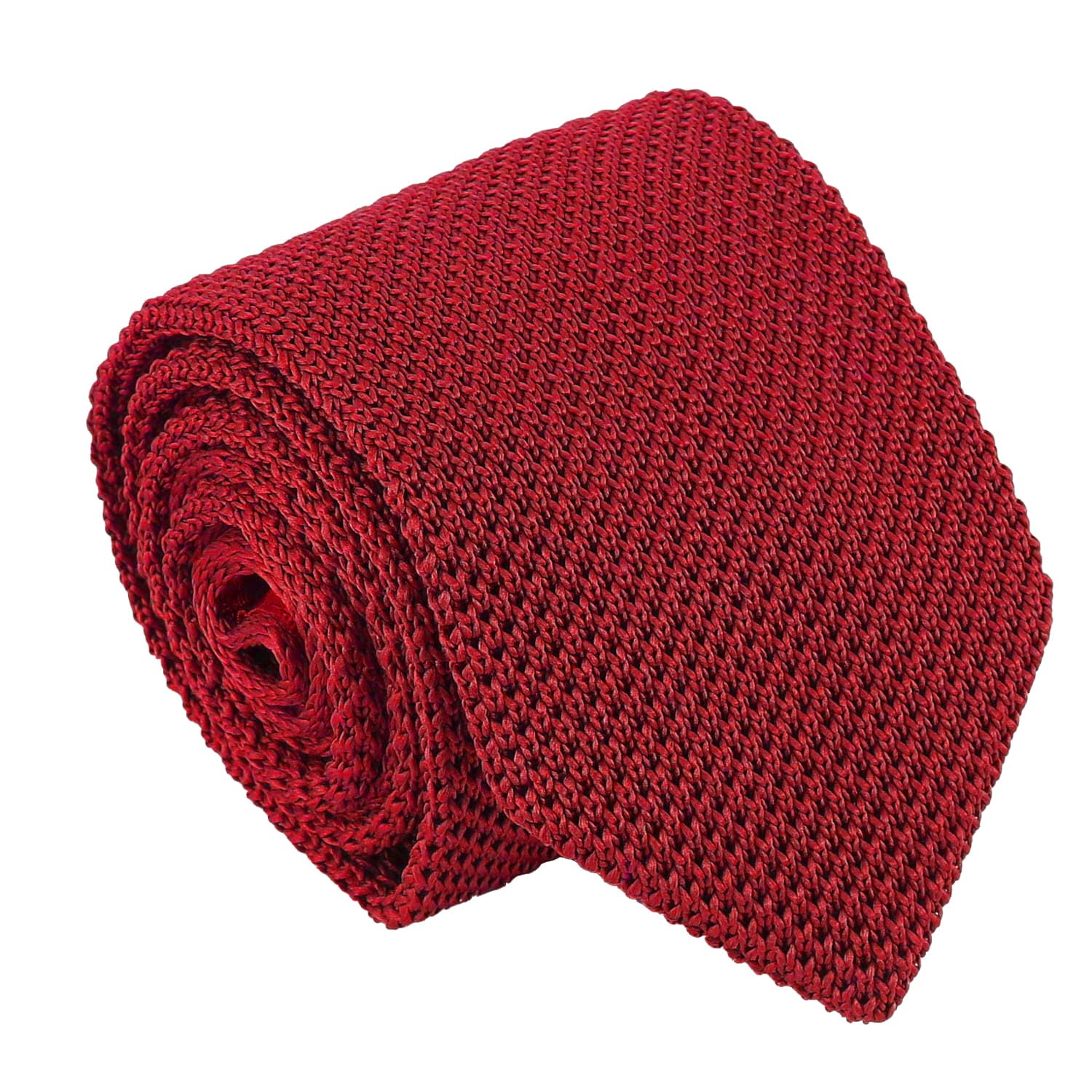 Dqt Men's Burgundy Plain Knitted Tie - 7Cm Slim Width Knit Necktie - Wedding, Business & Formal