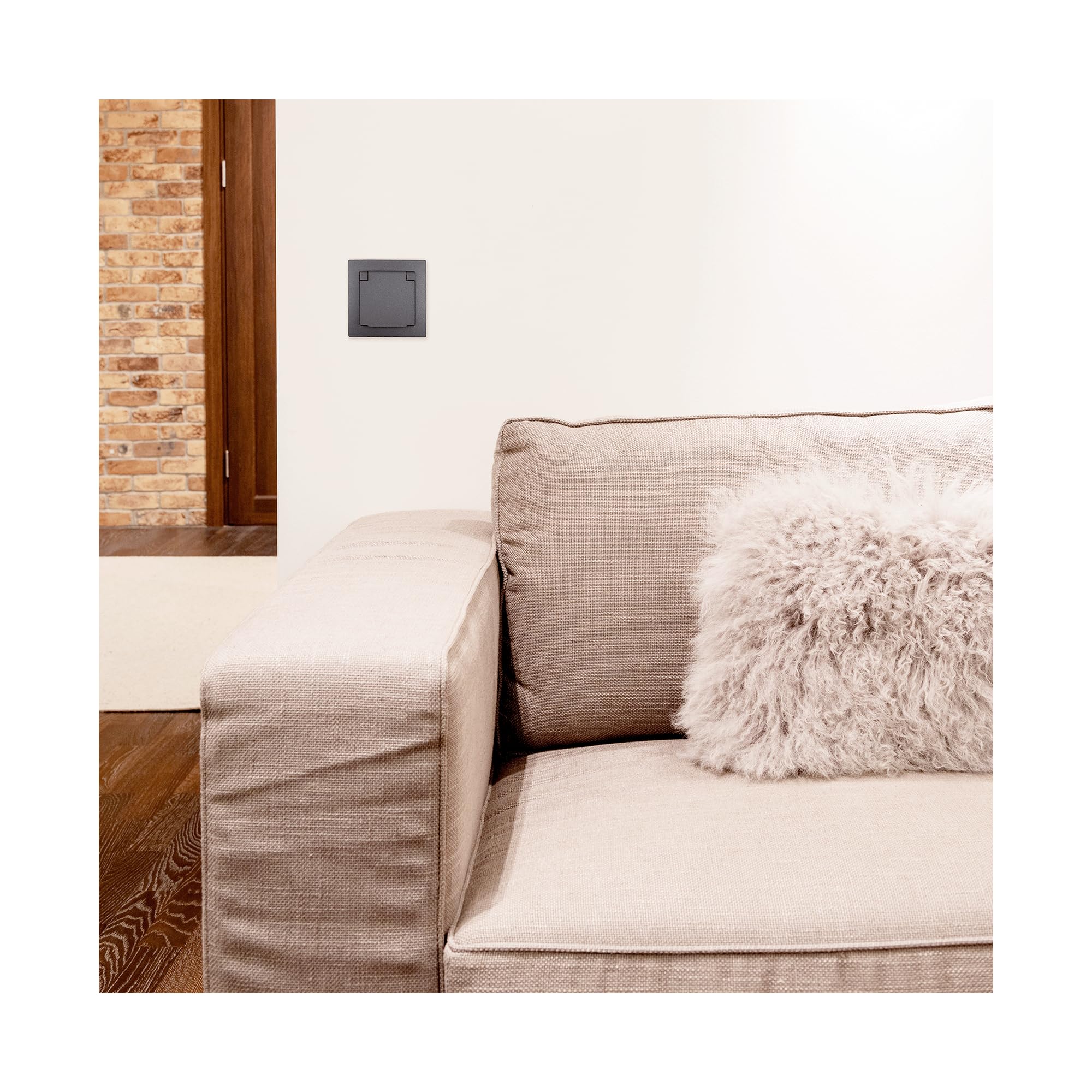 MC POWER - 12er-Pack Schutzkontakt-Steckdosen IP44 | FLAIR | 250V~/16A, UP, Unterputz-Steckose mit Klappdeckel, dunkelgrau anthrazit, matt