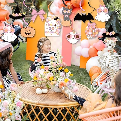 Miniatura 6 de Decoraciones colgantes de Halloween, decoración de despedida de soltera de Halloween, lazo rosa fantasma, retro, hippie, Halloween, espeluznante,
